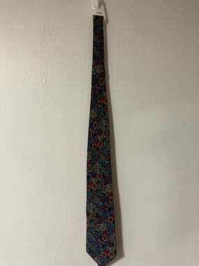 Principe Silk Necktie Blue Red Yellow Floral Pattern